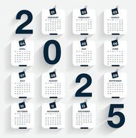 2025 calendar design template - 2025 Calendar - Calendar 2025 - Calendar Design - 2025 vector
