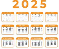 2025 Calendar - Calendar 2025 - Calendar Design - 2025 - 2025 calendar design template vector