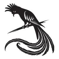 A black and white illustration of a bird on a branch vector