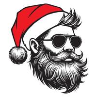 Santa claus beard man with sunglasses and beard illustration vector