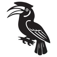 A black and white illustration of a hornbill vector