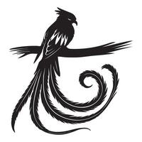 A black and white bird sitting on a branch vector
