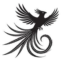 A black bird with wings spread out on a white background vector