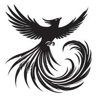 A black bird with wings spread out on a white background vector