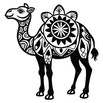 A camel with a patterned design on its back vector