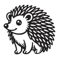 A hedgehog is shown in a black and white drawing vector