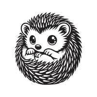 A hedgehog is sitting in a circle with its eyes closed vector