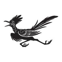 A black and white illustration of a bird running vector