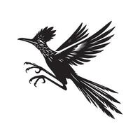 A black and white illustration of a bird flying vector