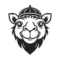 A camel wearing a hat and a beard vector