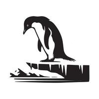 Penguin on ice, illustration vector