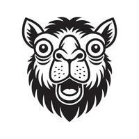 A black and white image of a camel head vector
