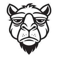 An angry camel head with a beard vector