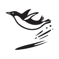 A black and white penguin flying over a white background vector