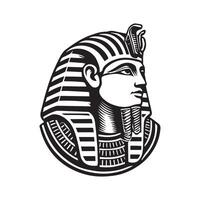 The head of an egyptian pharaoh is shown in a black and white image vector