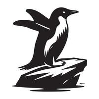 A penguin is standing on a rock in the water vector