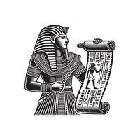 An egyptian pharaoh holding a scroll vector