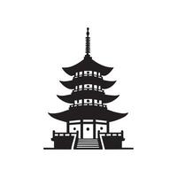 A black and white illustration of a pagoda vector
