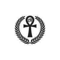 An egyptian cross with laurel wreath and an ankh vector