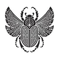 A scarab beetle with tribal patterns on it vector
