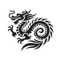 A black and white dragon is shown on a white background vector