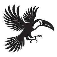 A black and white image of a toucan vector