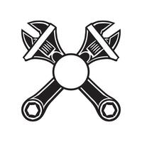 A black and white illustration of a wrench and a wrench vector