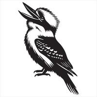 A black and white drawing of a kookaburra vector
