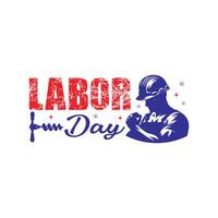 Labor day logo with a man in a hard hat vector