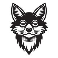 A black and white fox head with eyes closed vector