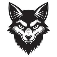 A black and white wolf head on a white background vector