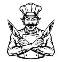 Chef with two knives illustration vector
