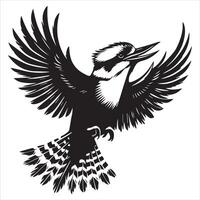 A black and white illustration of a bird flying vector