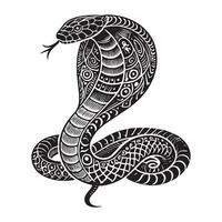 A black and white drawing of a cobra vector