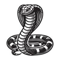 A cobra snake is shown in a black and white style vector