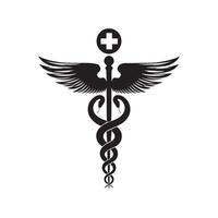 Medical symbol caduceus symbol with wings and cross illustration vector