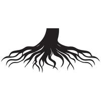 A black and white illustration of a tree with roots vector