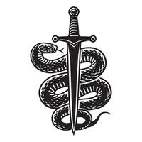 A snake and a sword in a black and white design vector