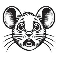 A black and white drawing of a mouse head vector