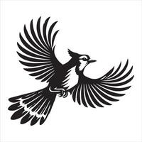 A black and white illustration of a bird flying vector