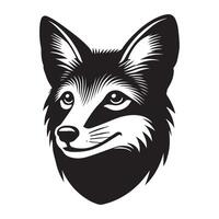 A black and white fox head on a white background vector