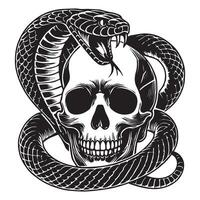 A skull and snake in a vintage style vector