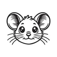 A black and white drawing of a mouse's face vector