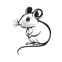 A black and white drawing of a mouse vector