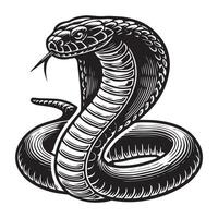 A black and white image of a cobra vector