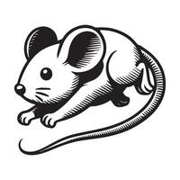 A black and white drawing of a mouse vector