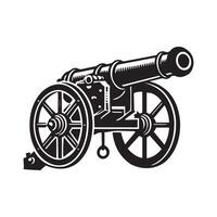 Medieval Field Gun Clipart Design - Field Gun illustration in black and white vector
