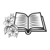 An open book with flowers on the page vector