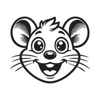 A black and white drawing of a mouse head vector