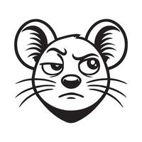A black and white rat head with a big nose vector